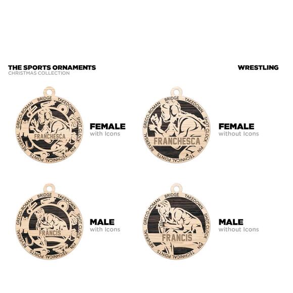 Personalized WRESTLING WRESTLER Ornament Male or Female Custom Name Gift - Picture 2 of 2